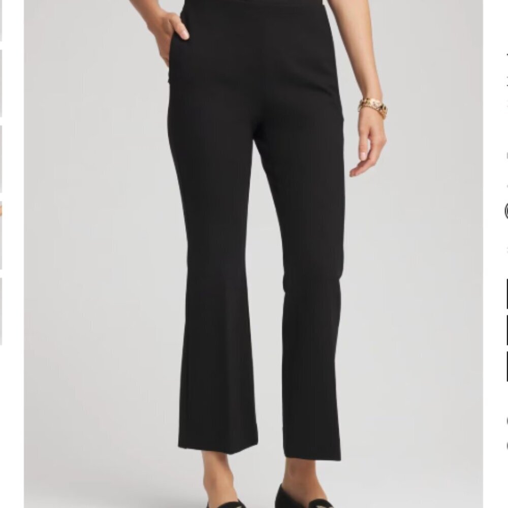 Chico's Slimming Side Zip Black Ankle Pants, Size 2.5